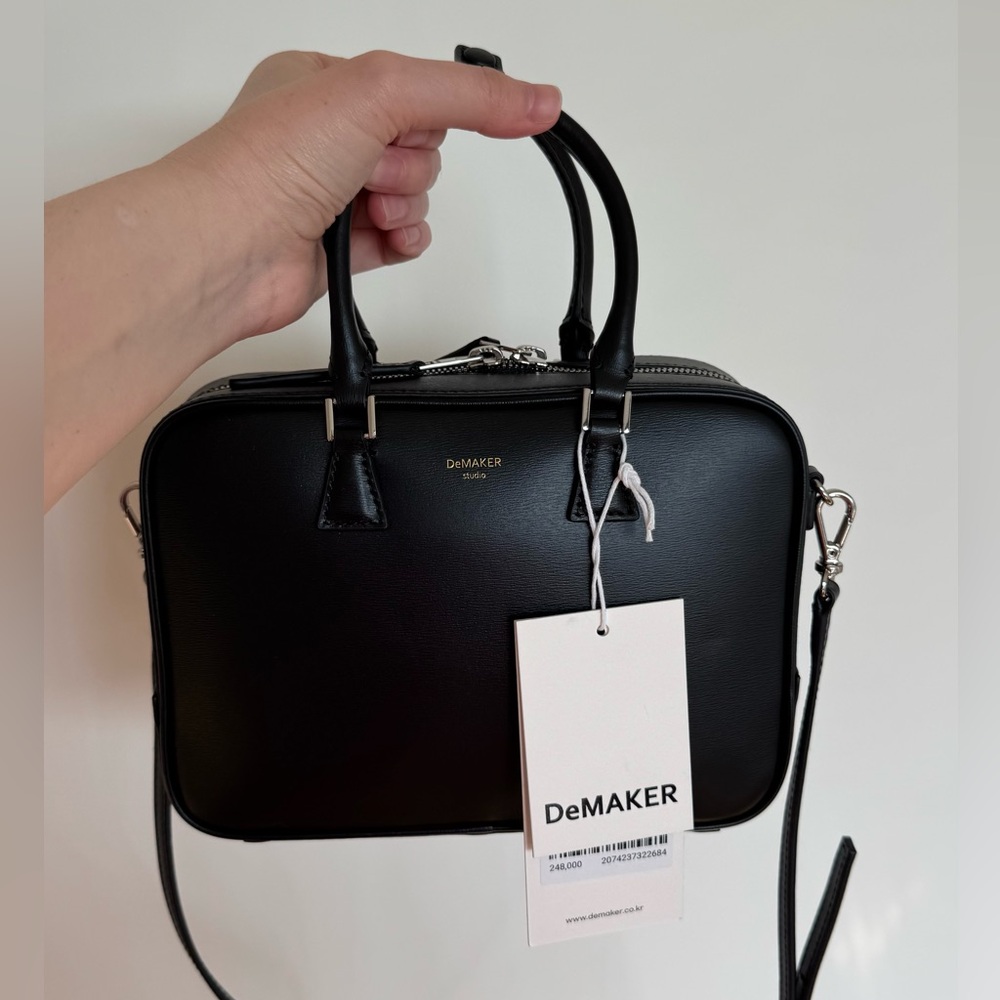 Clearance sale. Real leather Black Crossbody Bag DeMAKER, genuine leather